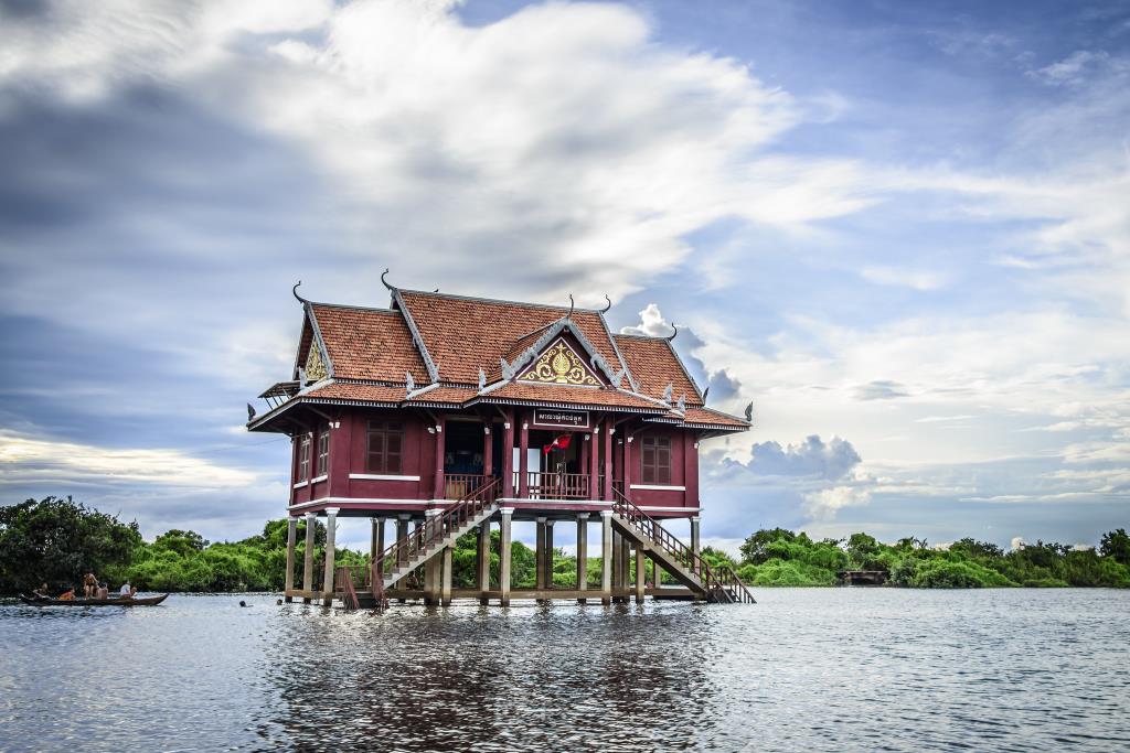 A stilted house on the Tonle Sap Lake near Siem Reap