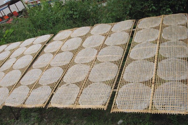Drying Rice Paper in the sun